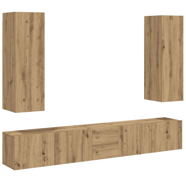 vidaXL 5-osaline seinale paigaldatav telerikapi komplekt