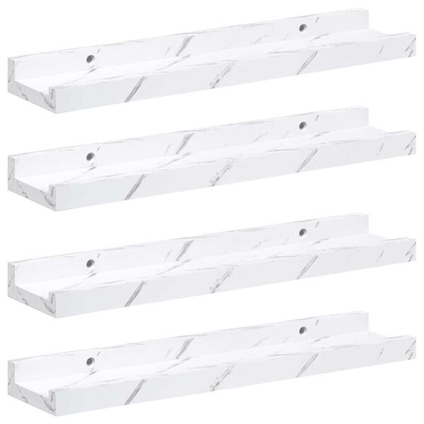 vidaXL Seinariiul riiuliga 4 pcs Valge Marmor 40 x 9 x 3 cm Tehispuit
