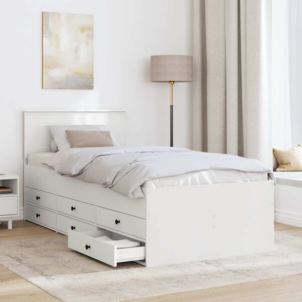 vidaXL P&auml;evavoodi sahtliga peaga Valge ja must 90 x 200 cm Tehispuit