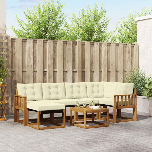 vidaXL V&auml;li diivanikomplekt padjaga 7 pcs Looduslik ja kreem