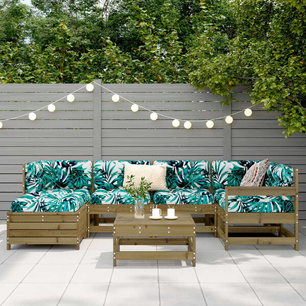 vidaXL 7-osaline aiadiivani komplekt, immutatud m&auml;nnipuit