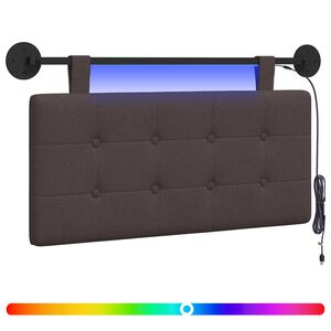 vidaXL Rippuv voodipeats LED-valgustusega Tume pruun kangas