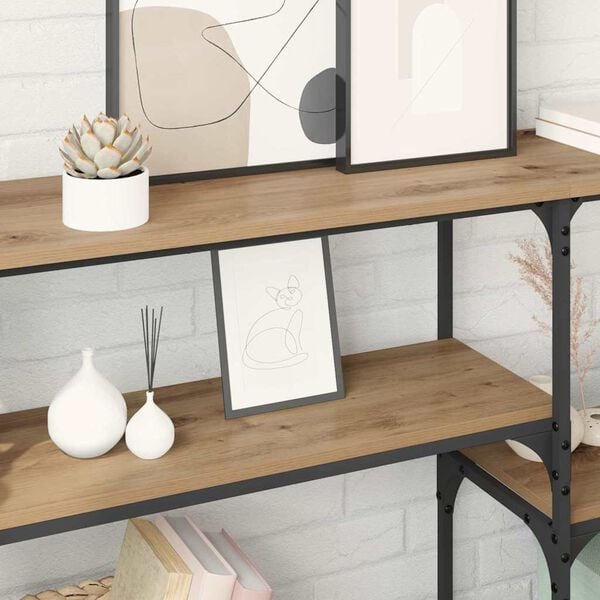 vidaXL Konsoollaud riiuliga K&auml;sit&ouml;&ouml;puu 150 x 29 x 76,5 cm Tehispuit