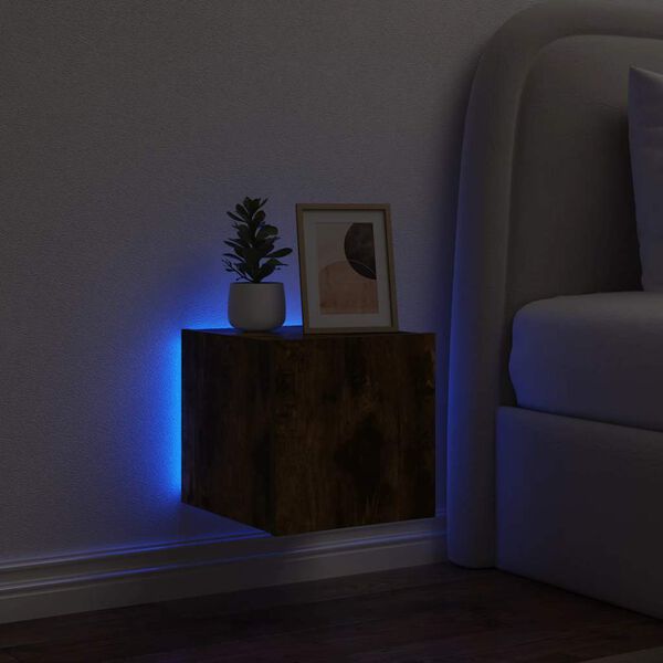 vidaXL teleri seinakapp LED-tuledega, suitsutamm, 30,5 x 35 x 30 cm