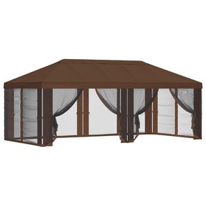 vidaXL Gazebo katte k&uuml;lgseinadega Pruun 600,5 x 300,5 cm Pol&uuml;ester