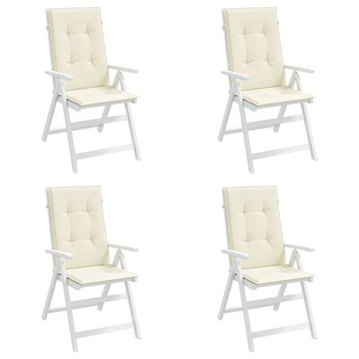 vidaXL kõrge seljatoega toolipadjad 4 tk, kreem, 120x50x3 cm, kangas