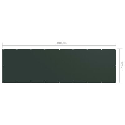 vidaXL rõdusirm, tumeroheline, 120 x 400 cm, oxford-kangas