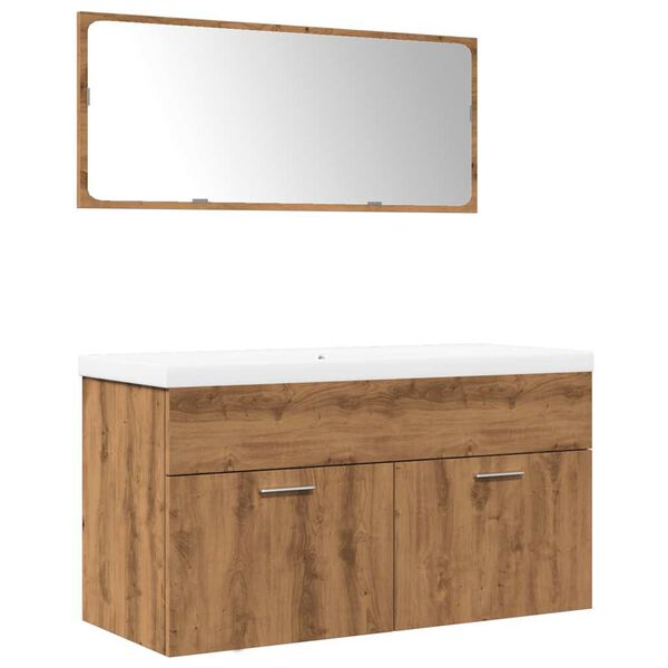 vidaXL 3-osaline vannitoa m&ouml;&ouml;blikomplekt, kunsttamm, tehispuit