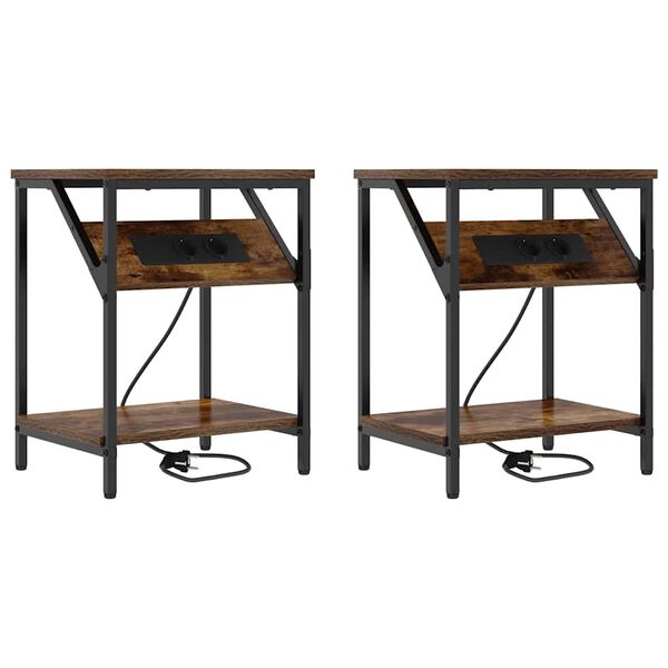 vidaXL &Ouml;&ouml;lambi kapp 2 pcs Suitsetatud tamm 38 x 30 x 48 cm Tehispuit