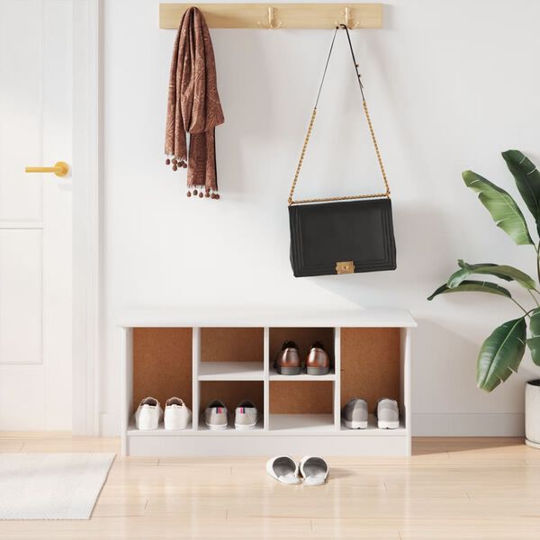 vidaXL jalatsipink "ALTA", valge 100 x 35 x 45 cm, männipuit