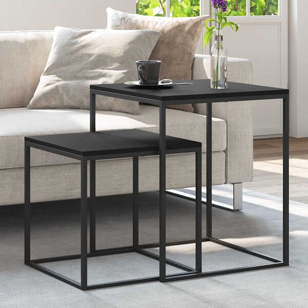 vidaXL kohvilaua komplekt 2 tk, tehispuit ja metall