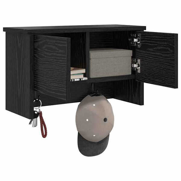 vidaXL Seinale kinnitatav riidepuu Must tamm 50 x 20 x 30 cm Tehispuit