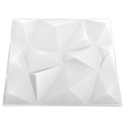 vidaXL 3D seinapaneelid, 24 tk, 50x50 cm, teemantvalge, 6 m²