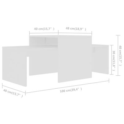vidaXL kohvilaudade komplekt, valge, 100 x 48 x 40 cm puitlaastplaat