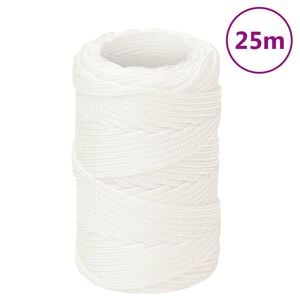 vidaXL paadik&ouml;is, t&auml;isvalge, 2 mm, 25 m, pol&uuml;prop&uuml;leen