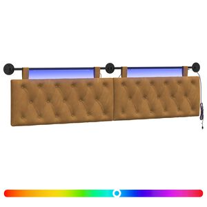 vidaXL Rippuv voodipeats LED-valgustusega Pruun Samet