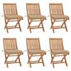 vidaXL kokkupandavad aiatoolid patjadega, 6 tk, tiikpuu