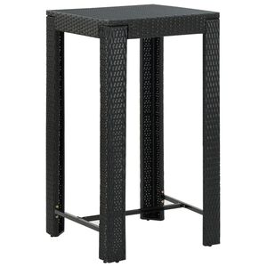 vidaXL aia baarilaud, must, 60,5 x 60,5 x 110,5 cm, pol&uuml;rotang