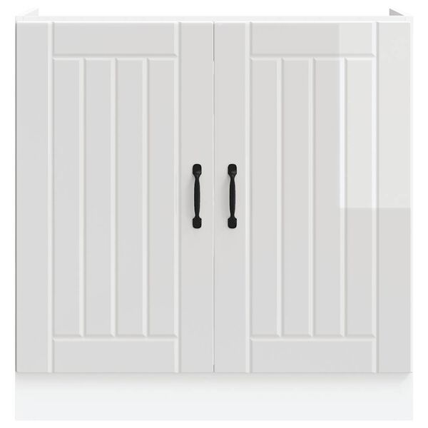 vidaXL Valamu aluskapp Lucca, k&otilde;rgl&auml;ikega valge, tehispuit