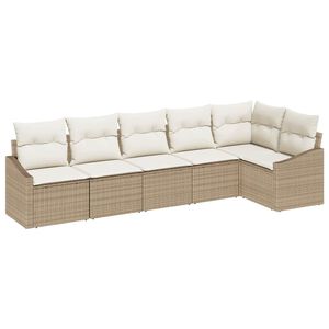 vidaXL Aia Diivanikomplekt padjaga 6 pcs Bež ja Valge pol&uuml;rotang