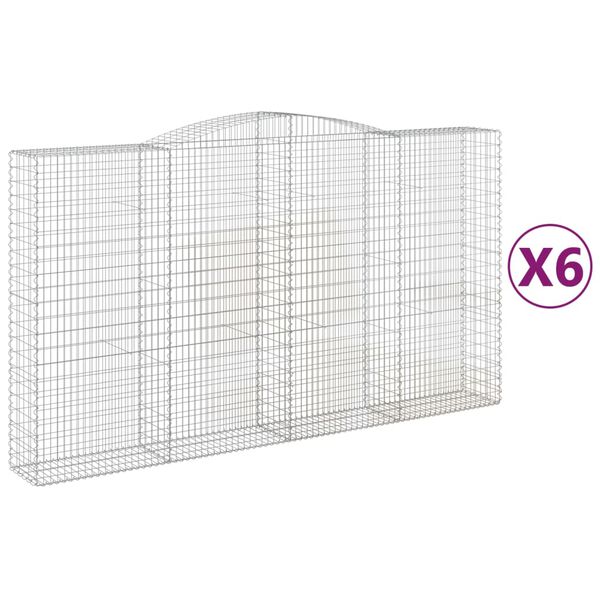 vidaXL kaarekujulised gabioonkorvid 6 tk, 400x50x220/240 cm, raud