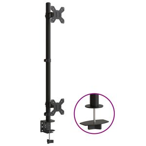 vidaXL kahe monitori alus, must, teras VESA 75/100 mm