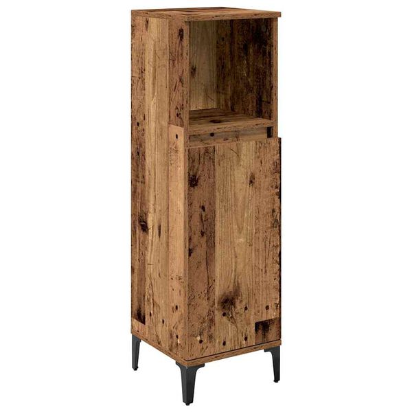 vidaXL Vannitoa m&ouml;&ouml;bleset riiuliga uksega 3 pcs Vana puit Tehispuit