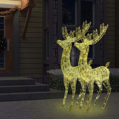 vidaXL XXL jõulu põhjapõdrad, 250 LEDiga, 2 tk, 180 cm, soe valge