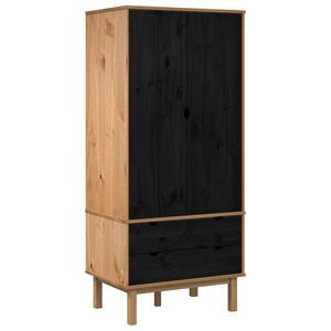 vidaXL Garderoobikapp OTTA Must 76,5 x 53 x 172 cm Toekas m&auml;nnipuit