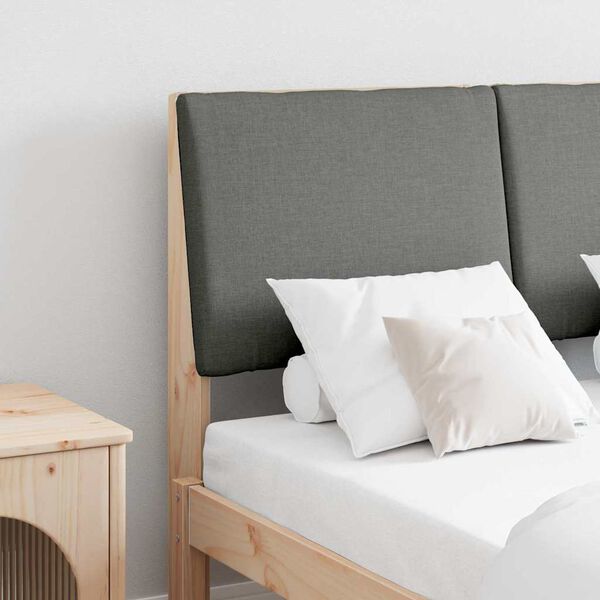 vidaXL Polsterdatud voodiots Tumehall 120 cm Tahke mänd