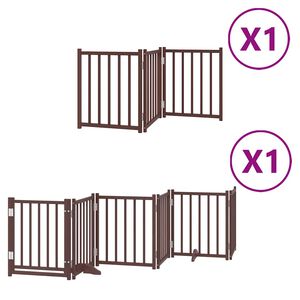 vidaXL kokkupandav koerav&auml;rav uksega, 9 paneeli, pruun 450 cm, pappel