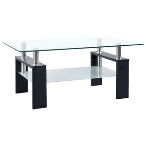 vidaXL kohvilaud must ja l&auml;bipaistev 95 x 55 x 40 cm karastatud klaas