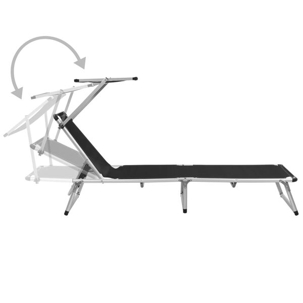 vidaXL kokkupandav lamamistool katusega, alumiinium/textilene, must