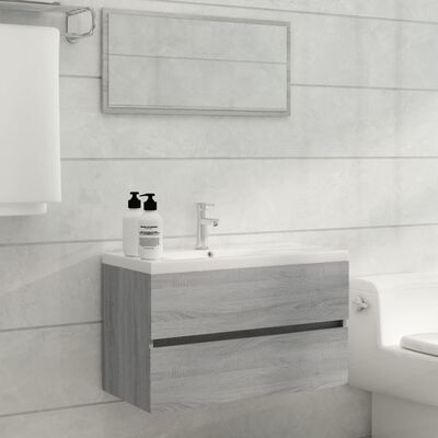 vidaXL 2-osaline vannitoamööbli komplekt, hall Sonoma tamm, tehispuit