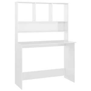 vidaXL kirjutuslaud, riiulitega, valge 110x45x157 cm puitlaastplaat