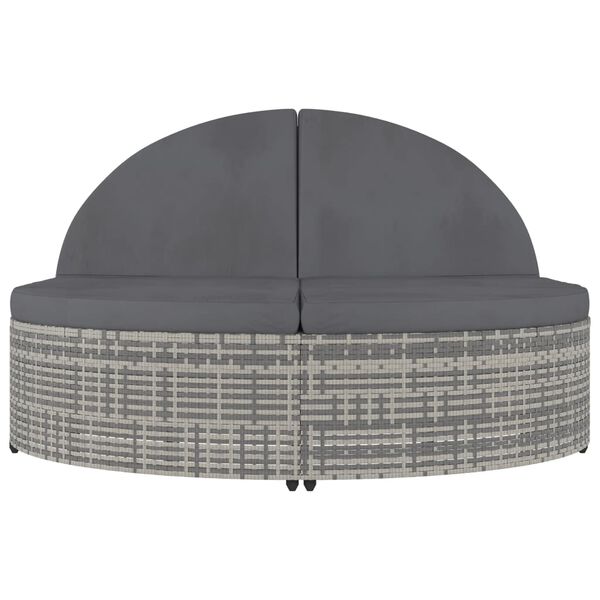 vidaXL kahekohaline p&auml;evitusvoodi istmepatjadega, pol&uuml;rotang, hall