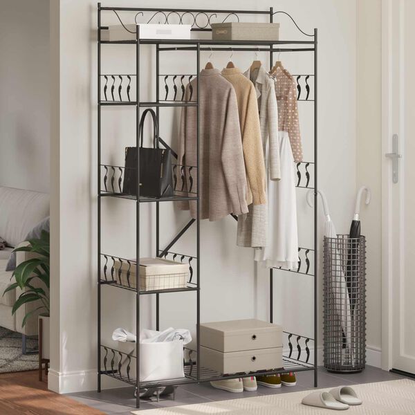 vidaXL Ava Riidekapp riiuliga Must 101 x 43 x 188 cm Teras