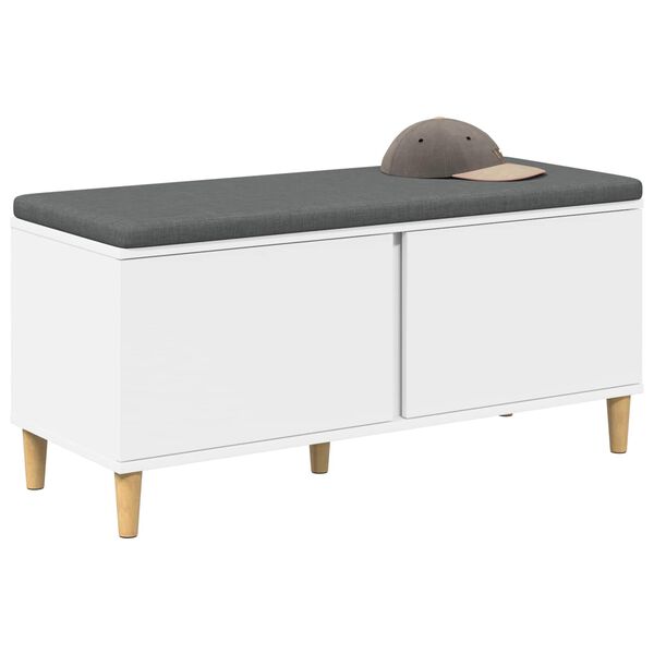 vidaXL Hallipink padjaga ladustamisega uksega Valge 100 x 38 x 46 cm