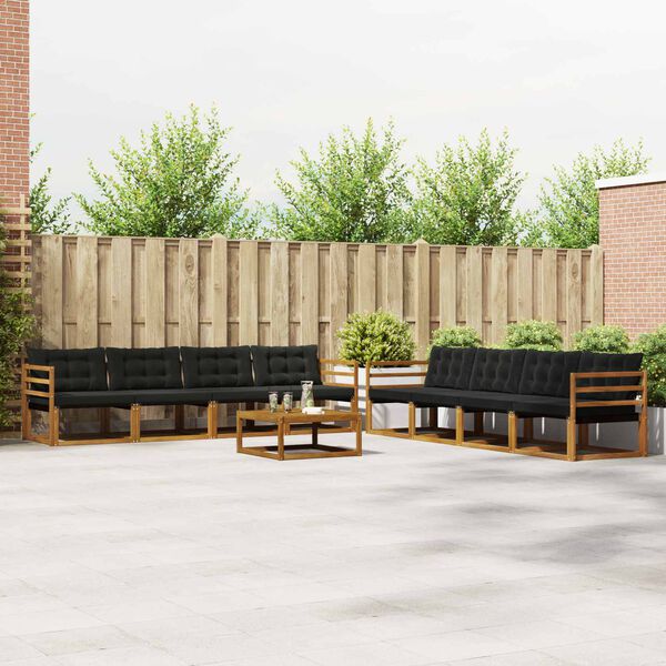 vidaXL V&auml;li diivanikomplekt padjaga 9 pcs Looduslik ja must