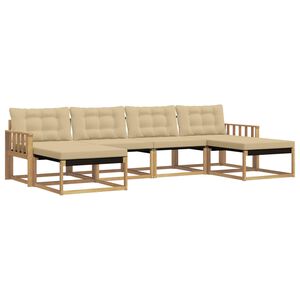 vidaXL V&auml;li diivanikomplekt padjaga 6 pcs Valge ja Beez