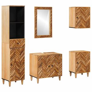 vidaXL Vannitoa kapikomplekt sahtliga uksega 5 pcs Tugev mango puu