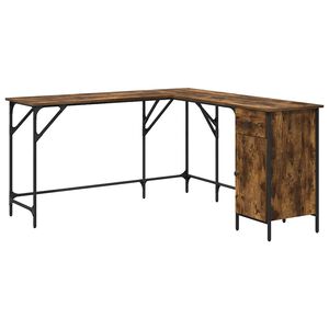 vidaXL kirjutuslaud, suitsutatud tamm, 141 x 141 x 75 cm, tehispuit