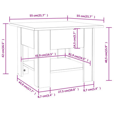 vidaXL kohvilaud, kõrgläikega valge, 55 x 55 x 42 cm, tehispuit