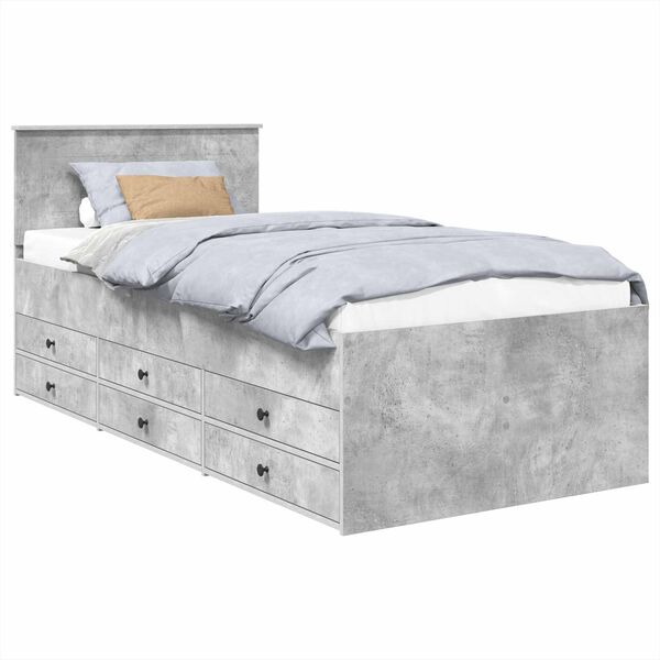 vidaXL P&auml;evavoodi sahtliga Betoonhall ja must 100 x 200 cm Tehispuit