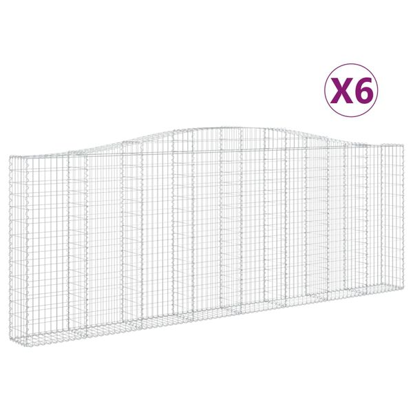 vidaXL kaarekujulised gabioonkorvid 6 tk, 400x30x140/160 cm, raud