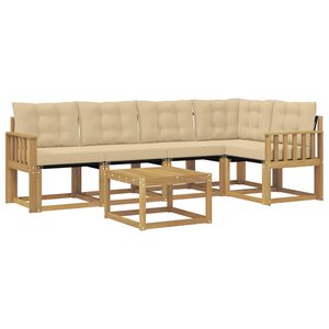 vidaXL V&auml;li diivanikomplekt padjaga 6 pcs Valge ja Beez