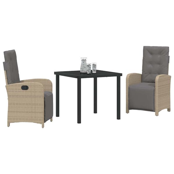 vidaXL Aia s&ouml;&ouml;gilaudade komplekt padjaga 3 pcs Beež pol&uuml;rotang