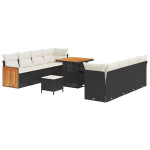 vidaXL Aia Diivanikomplekt padjaga 12 pcs Must ja kreem pol&uuml;rotang