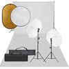 vidaXL fotostuudiokomplekt valgustuse, taustapildi ja reflektoriga