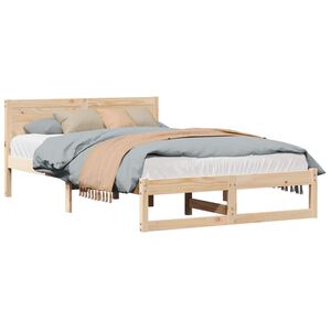 vidaXL Voodi raam peaga Neutraalne 140 x 190 cm Tahke m&auml;nd
